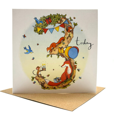 3rd Birthday Card - Woodland Fox