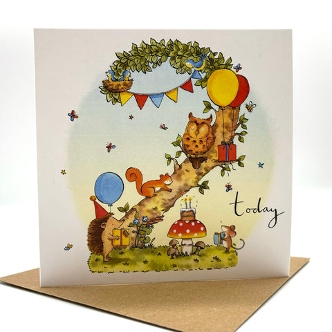 2nd Birthday Card - Woodland Mouse