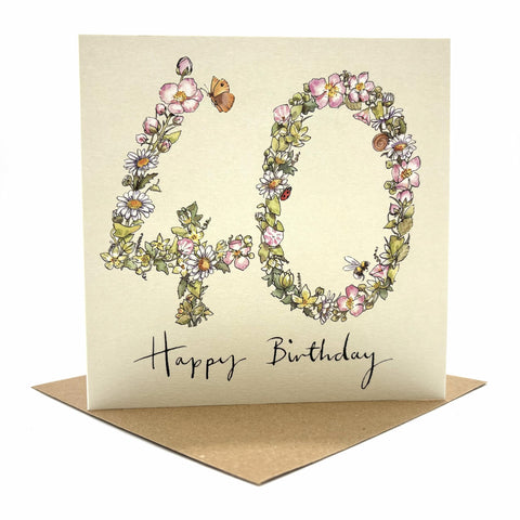 40th Birthday Card - Wildflower