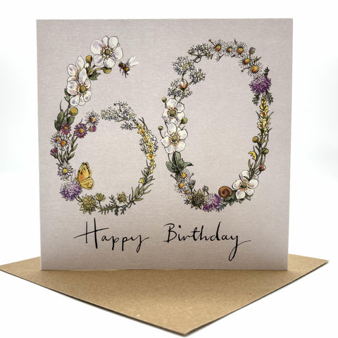 60th Birthday Card - Wildflower