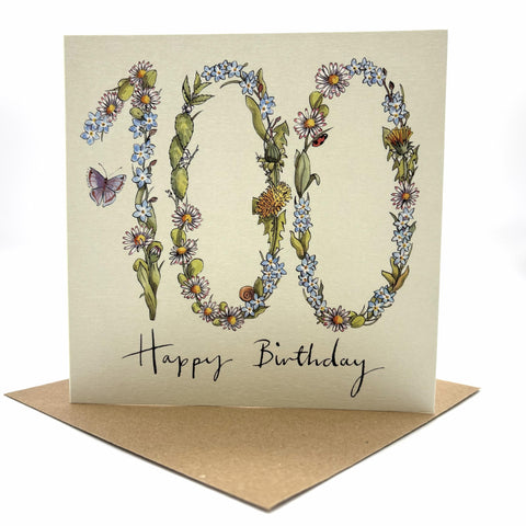 100th Birthday Card - Wildflower