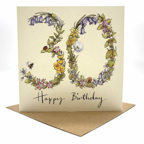 30th Birthday Card - Wildflower