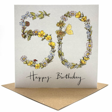 50th Birthday Card - Wildflower