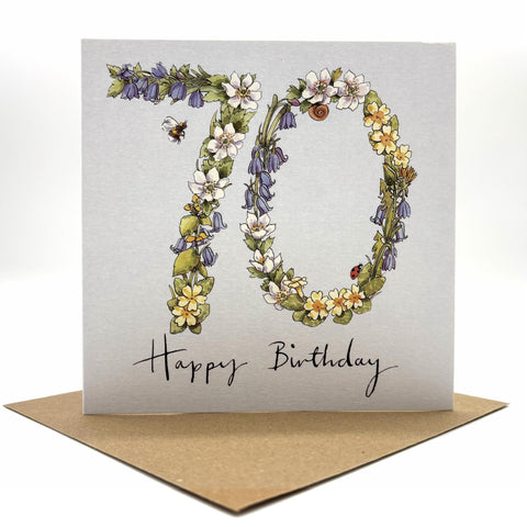 70th Birthday Card - Wildflower