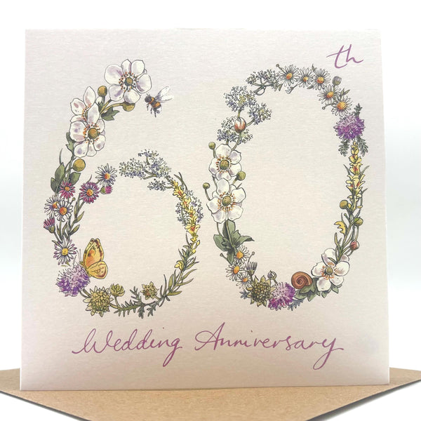 60th Anniversary Card - Wildflowers