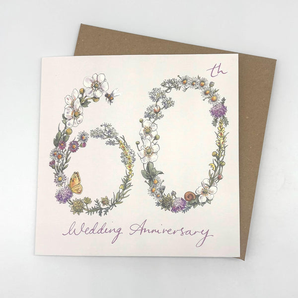 60th Anniversary Card - Wildflowers