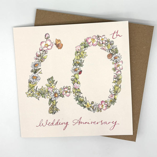 40th Anniversary Card - Wildflowers