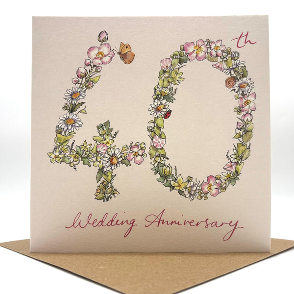 40th Anniversary Card - Wildflowers
