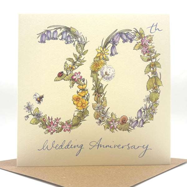 30th Anniversary Card - Wildflowers