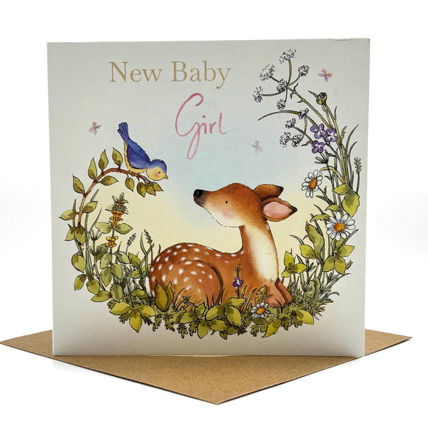 New Baby Card - Deer New Baby Girl