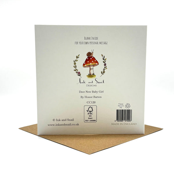 New Baby Card - Deer New Baby Girl