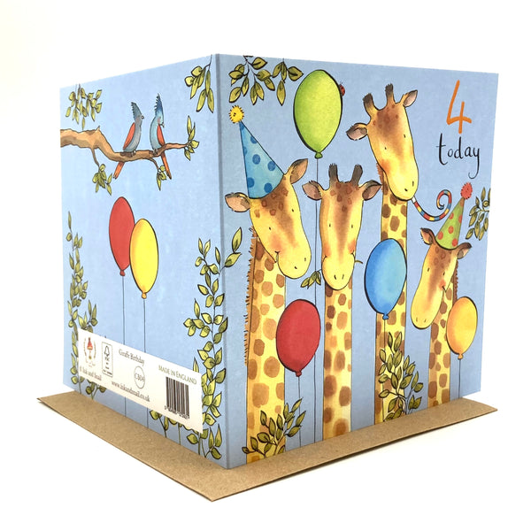 4th Birthday Card - Giraffes