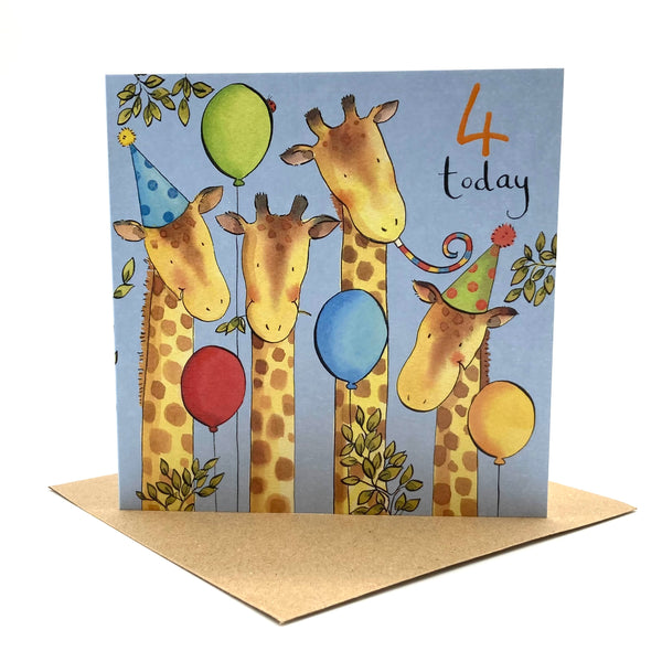 4th Birthday Card - Giraffes