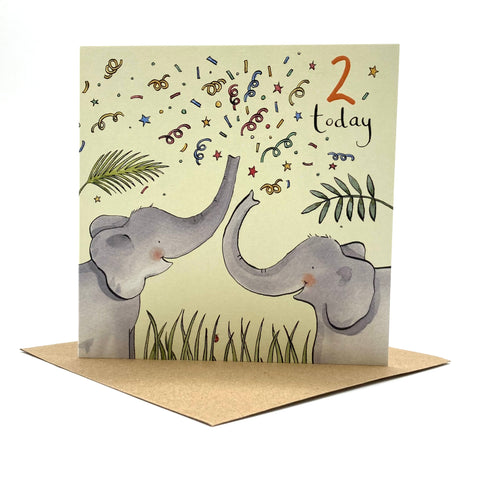 2nd Birthday Card - Elephants