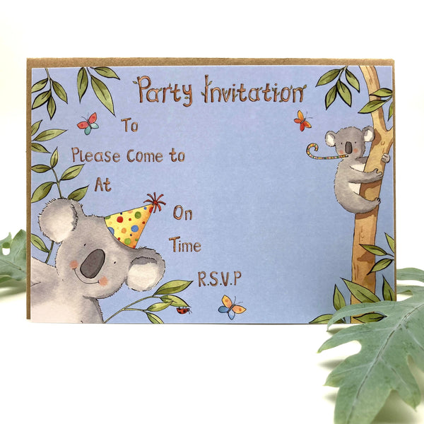 Koala Birthday Party Invitations Pack  of 10