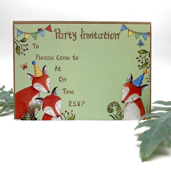 Fox Birthday Party Invitations Pack of 10