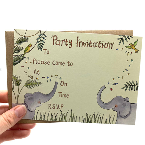 Elephant Birthday Party Invitations Pack of 10