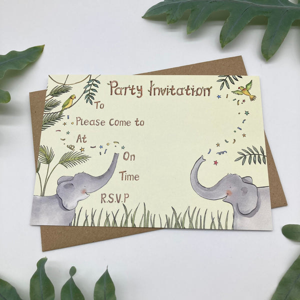 Elephant Birthday Party Invitations Pack of 10