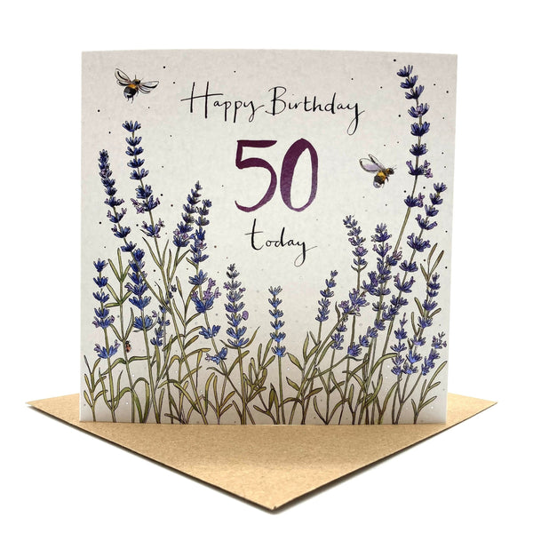50th Birthday Card - Lavender