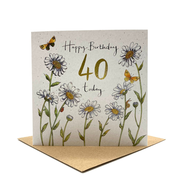 40th Birthday Card - Daisies