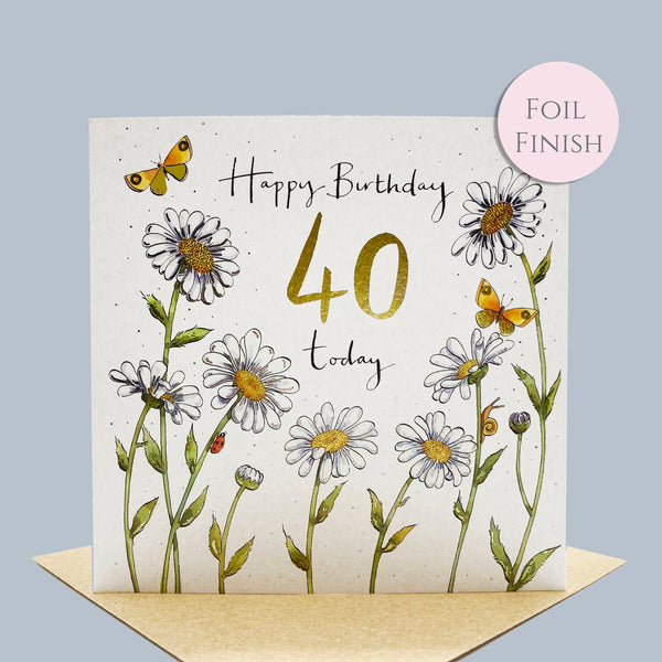 40th Birthday Card - Daisies