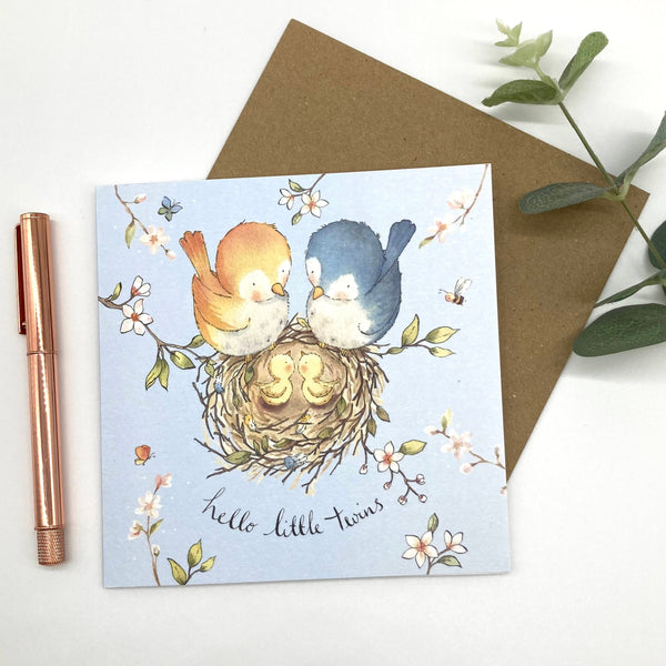 New Baby Card - Hello Little Twins