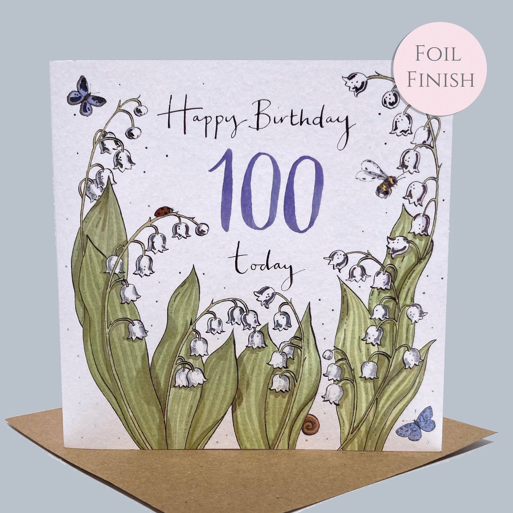 100th Birthday Card - Lily of the Valley