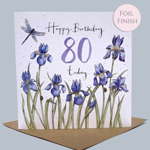 80th Birthday Card - Irises