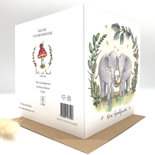 New Grandparents Card - Elephant Grandparent Card